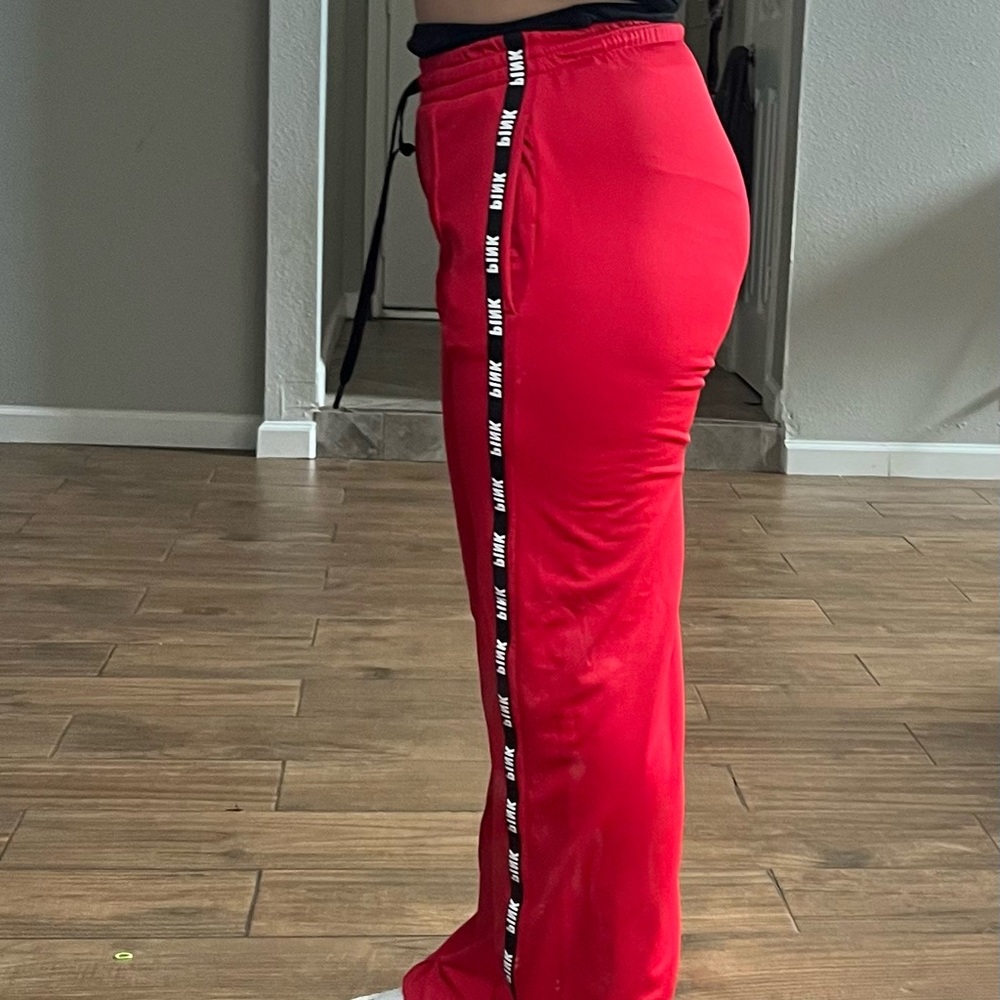 PINK VS Red Track Pants with Logo Stripe - Picture 3 of 3